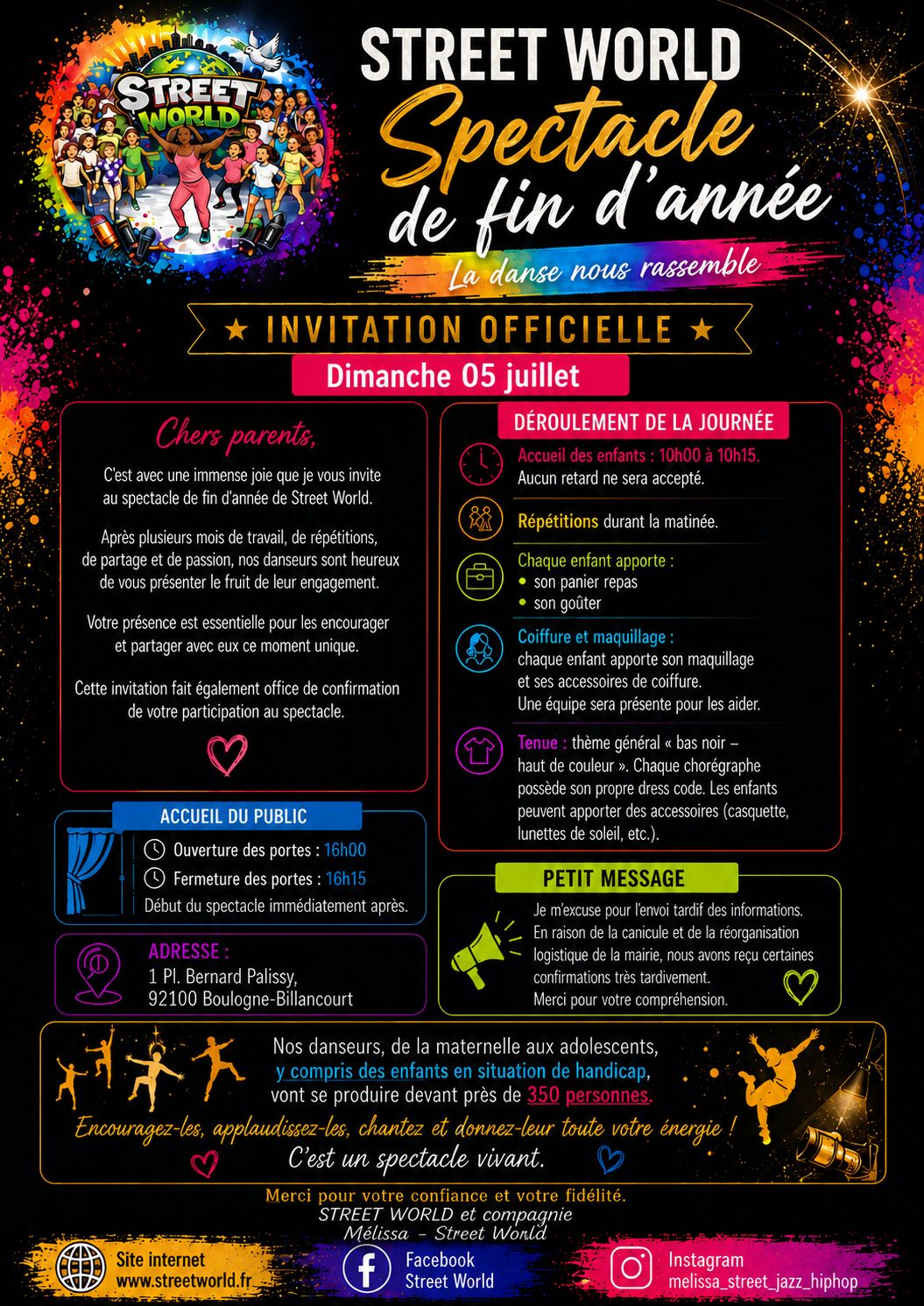 Affiche du spectacle de fin d'année